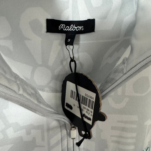 Malbon Golf Capo 1/4 Zip Silver Pattern Pullover S NEW Half-Zip Long Sleeve Top - Picture 6 of 7